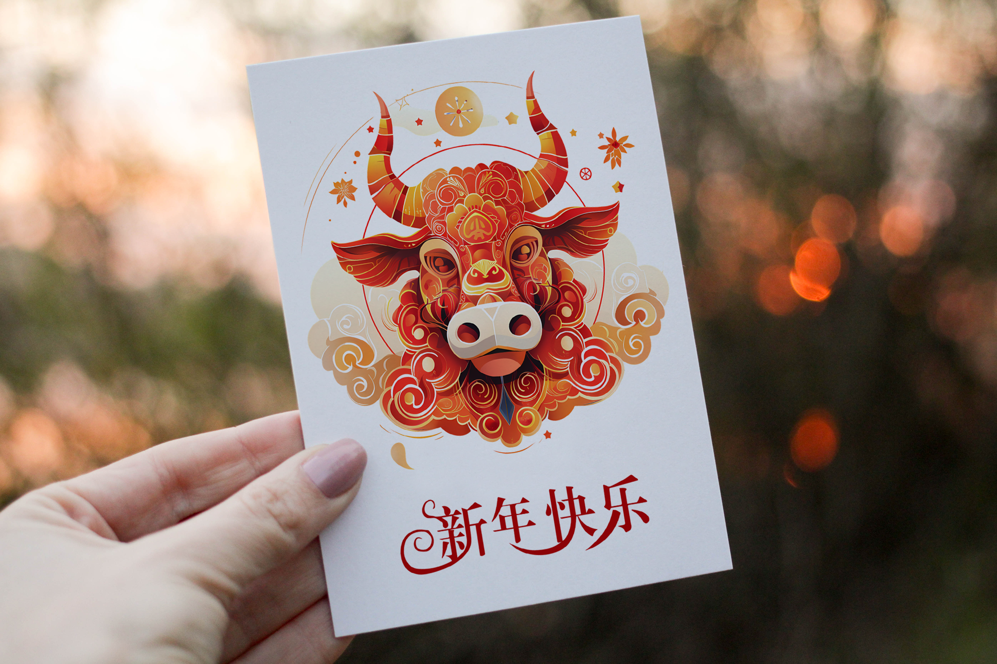 Chinese New Year Oxon Card, Happy New Year Card